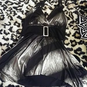 Sexy Silver and Black Halter Top